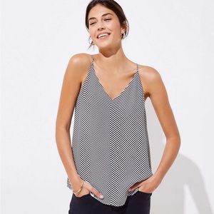 LOFT Strappy Cami Black & White Stripes - Sz M